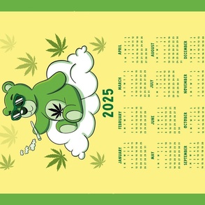 Cute cannabis bear calendar 2024 ,funny cannabis yellow