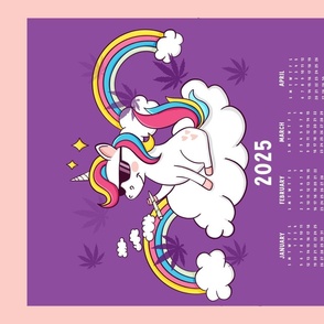 Cute cannabis unicorn calendar 2024 purple