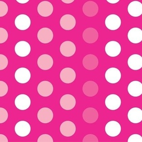 Hot Pink Dotted Stripes - large scale, vert.