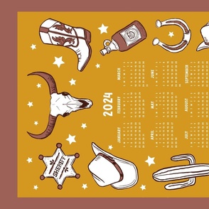 2024 western calendar mustard,wall hanging , tea towel