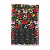 2024 Hungarian folk art calendar,wall hanging tea towel
