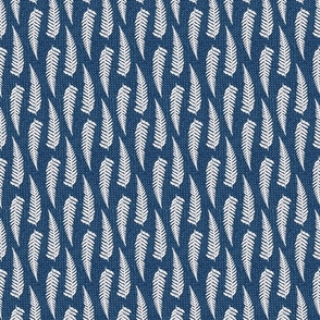 Ferns on a Dark Blue Textured Background 
