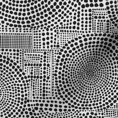 Abstract Geometric Circle Black and White Print
