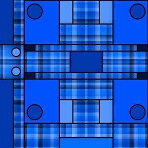 Geometric Plaid - Blue (Mirror)