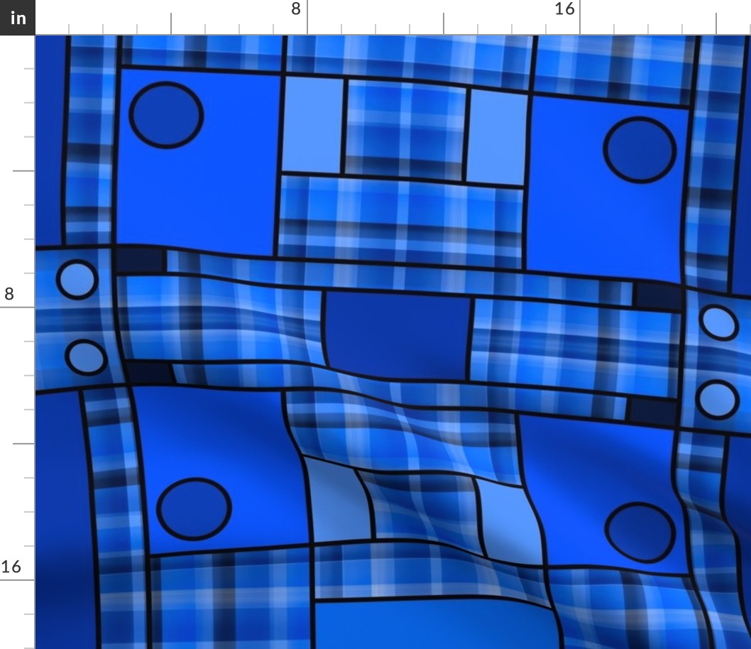 Geometric Plaid - Blue (Mirror)