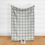 sage green and cream gingham in woven linen texture 3in