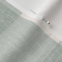 sage green and cream gingham in woven linen texture 3in