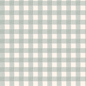 Sage green gingham with woven linen texture _1in