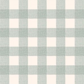 sage green gingham with woven linen texture 2" 