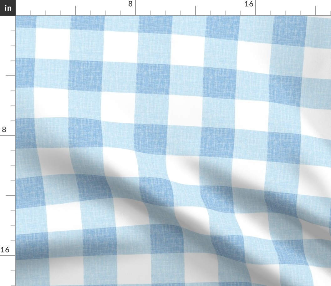 BABY BLUE GINGHAM IN WOVEN LINEN TEXTURE 2Inch
