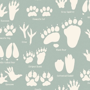 Large Scale - Animal Tracks in Light Teal for Kids Room