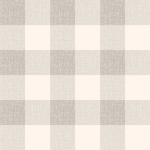 Country gingham with woven linen texture_Taupe Gray Beige-OVERSIZED 3in