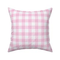 Pink gingham with woven linen texture _1in _barbiecore