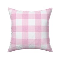 Pink Gingham with woven linen texture _2in_barbiecore