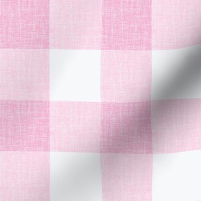 Pink Gingham with woven linen texture _2in_barbiecore