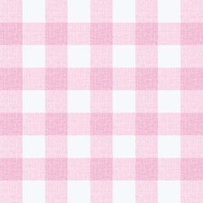Pink Gingham with woven linen texture _2in_barbiecore