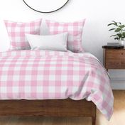 Pink Gingham with woven linen texture _Off white Oversized 