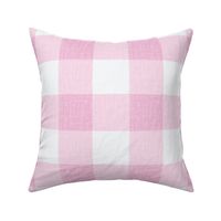 Pink Gingham with woven linen texture _Off white Oversized 