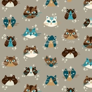 Cat Faces Collection – Teal & Brown