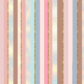 Blush Pink Cocoa Aqua Foil Stripes Wallpaper