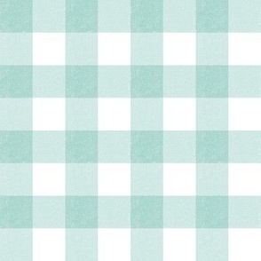Gingham Dusty Aqua and White - 1 inch check