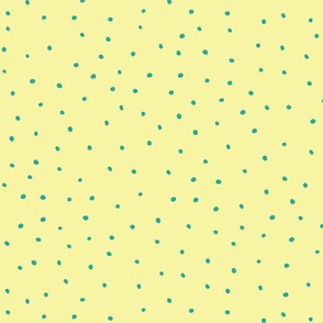 Fern Forest Dots  Pale Yellow & Teal, Large Dot Repeat