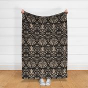 Magical Forest Damask | Black and Cream