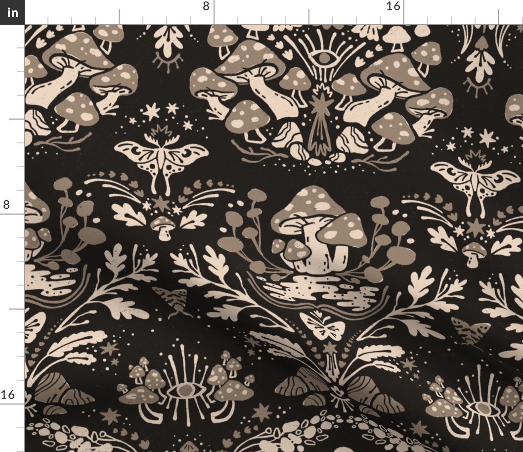 Magical Forest Damask | Black and Cream