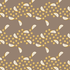 Golden Apples and Star Anise Waves on Neutral Background