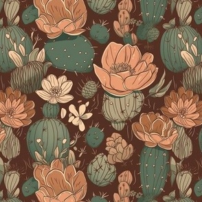 cute_cactus_with_flowers_on_brown_background_clean_2