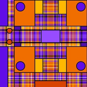 Geometric Plaid Halloween Mirror Repeat (Black Lines)