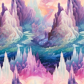 Starlight Crystal Mountain Fairy Realm Fantasy Landscape