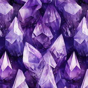 Watercolor Purple Amethyst Massive Crystal Field