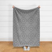 Boho Black Gray Retro Mandala