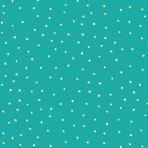 Fern Forest Dots Teal & Pale Yellow, Large Dot Repeat
