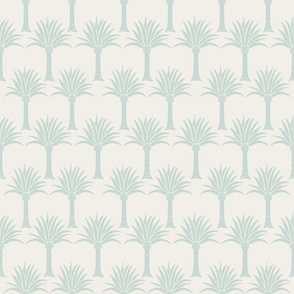 Palm print . soft aqua on white