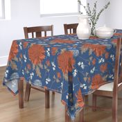 Autumnal Floral Mums for home decor-Blue and Burnt Orange
