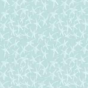 Modern Festive Christmas sketched dancing twinkle stars on teal turquoise eucalypt green linen texture