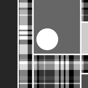 Geometric Plaid - Black and White (white lines)