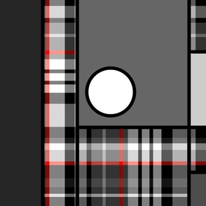 Geometric Plaid - Black, White and Red