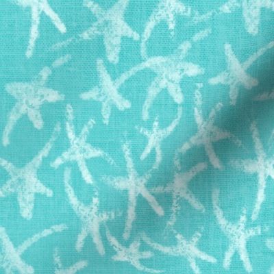 Modern Festive Christmas sketched  dancing twinkle  stars on teal turquoise eucalypt green  linen texture