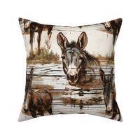 Rustic Weathered Wood Donkey Mule Western Country Animal Cabin Lodge Old West Southwest Barn 