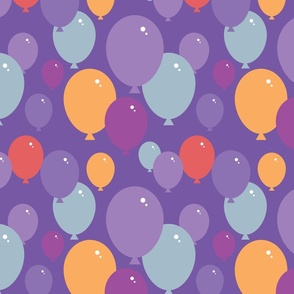 pattern with balloons. Purple, pink, blue, orange