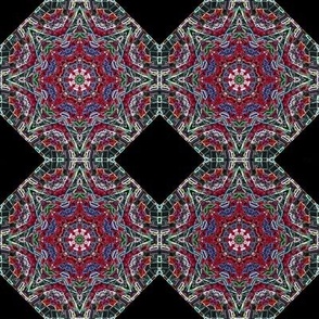 ornate octagon tile - red black