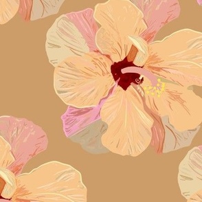 Isolated Hibiscus Bloom on caramel tan