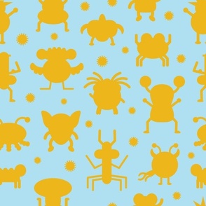 Bacteria Monsters in Blue & Yellow