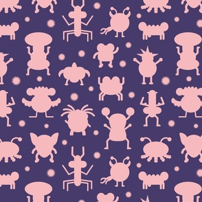 Bacteria Monsters in Purple & Pink