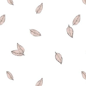 Delicate leaves - autumn garden with soft little petals boho minimalist scandinavian vintage fall design beige on white 