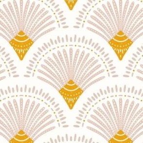 Art deco boho scallop beige gold 