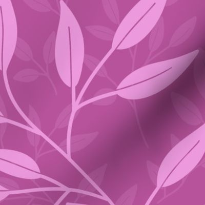 Pink Leaves White Berries Mauve Background